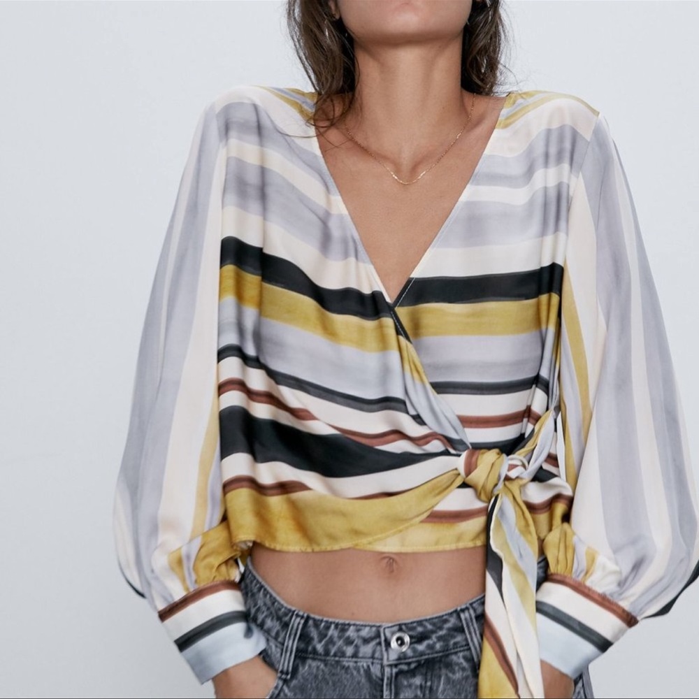 Sateen wrap blouse